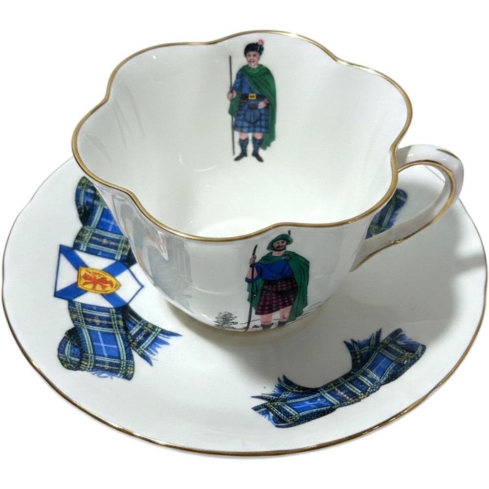Elizabethan Bone China Tea Cup Saucer Nova Scotia Tartan Shepherd Madein England